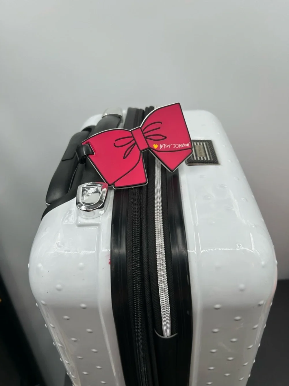 Betsey Johnson White Embossed Sugar Skull Carry-On Luggage